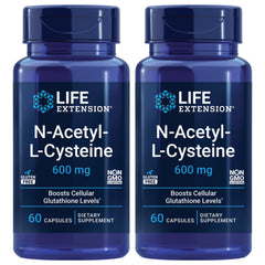 Life Extension NAC bottle 600 mg with clear label supporting antioxidant defense.