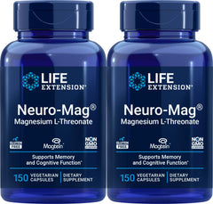 Life Extension Neuro-Mag 150 capsules bottle close-up for easy daily magnesium support.