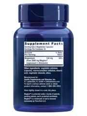 Life Extension Neuro-Mag bottle label highlights magnesium L-threonate for cognitive support.