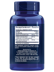Life Extension Optimized Broccoli bottle back – non-GMO, gluten-free for safe daily use.