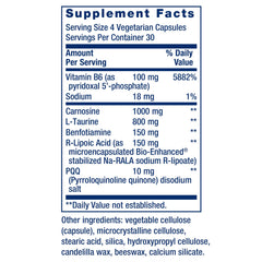 PQQ and carnosine ingredients appear in Life Extension formula for mitochondrial health.