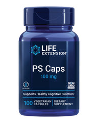 Life Extension PS Caps bottle with capsules for cognitive support.