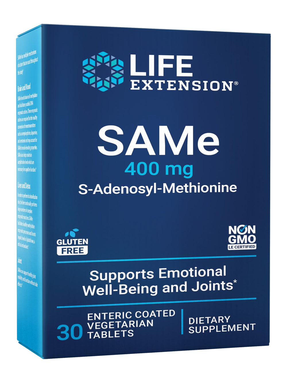 Life Extension SAMe mood bottle showing calm energy support