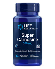Life Extension Super Carnosine capsules in a bottle for muscle support and antioxidant defense.