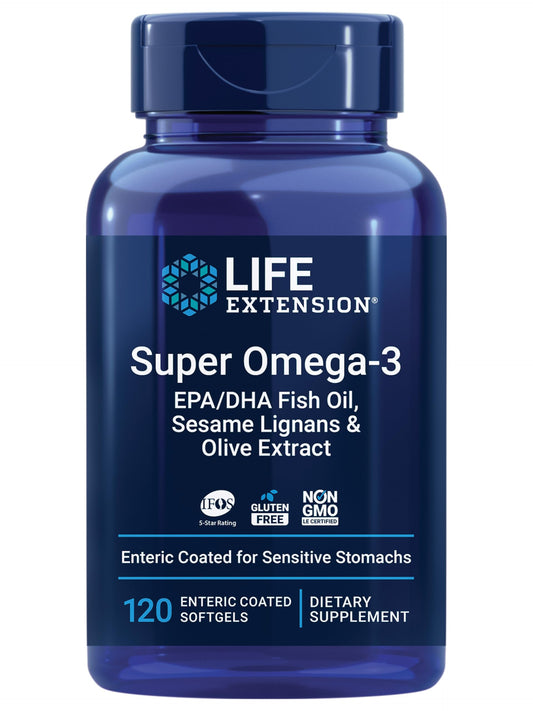 Life Extension Super Omega-3 bottle front highlighting heart-friendly fish oil for daily wellness