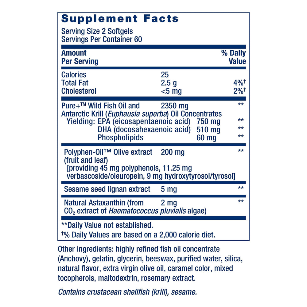Life Extension Super Omega-3 Plus krill-oil softgels emphasize joint comfort potential.