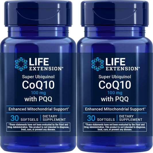 Life Extension Super Ubiquinol CoQ10 with PQQ bottle supports cellular energy
