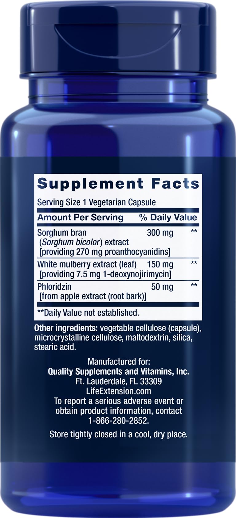 Close-up of Life Extension Tri Sugar Shield capsules, designed for before heavy carbohydrate meals.