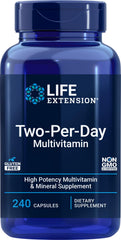 Life Extension Two-Per-Day multivitamin bottle front displaying comprehensive daily support