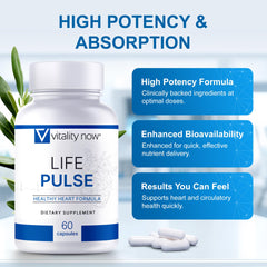 Vitality Now Life Pulse label emphasizes science-backed formulation by a NASA scientist