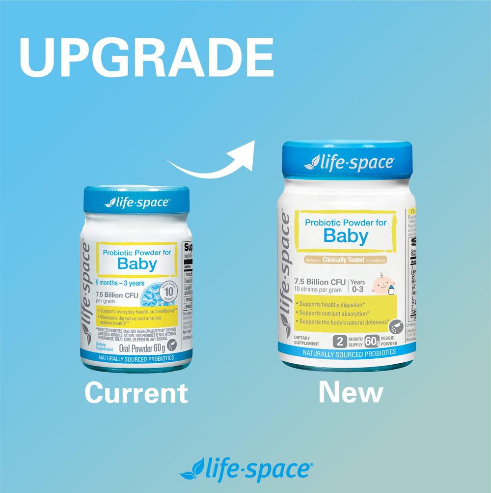 Life-Space digestive support graphic suggests everyday wellbeing for babies.