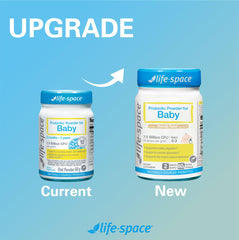 Life-Space digestive support graphic suggests everyday wellbeing for babies.