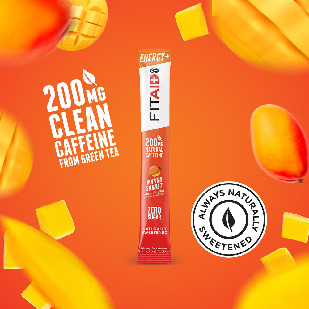 LIFEAID FITAID Energy GO Mango Sorbet serving glass shows refreshing flavor and hydration