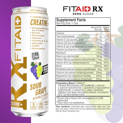 FITAID RX Zero Sugar bottle front showing all-in-one recovery formula for workouts