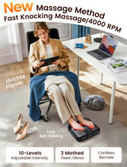 Lifechill upgraded 2026 foot massager showcasing modern design and remote use.