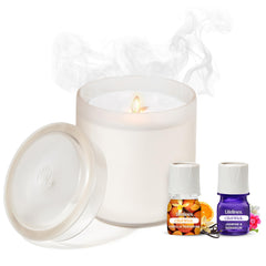 Lifelines flameless candle diffuser in Frosted Cream emits warm, safe glow for ambience
