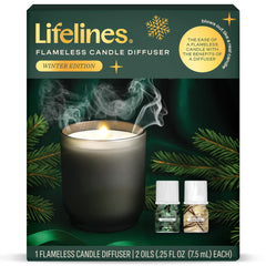 Lifelines Winter Edition candle diffuser glows softly for cozy ambience without an open flame.