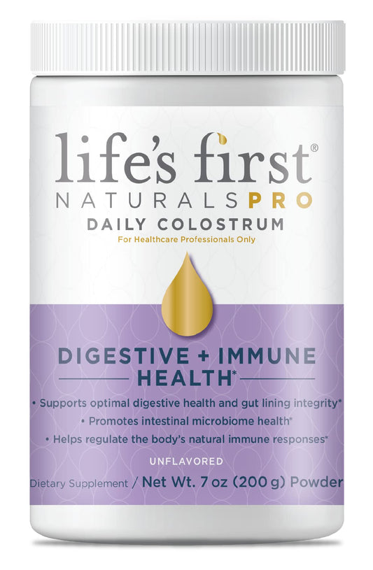 Life's First Naturals Pro bottle promoting gut health and immune support.