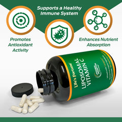 Label highlights dairy-free and gluten-free notes for Life's Fortune liposomal vitamin C
