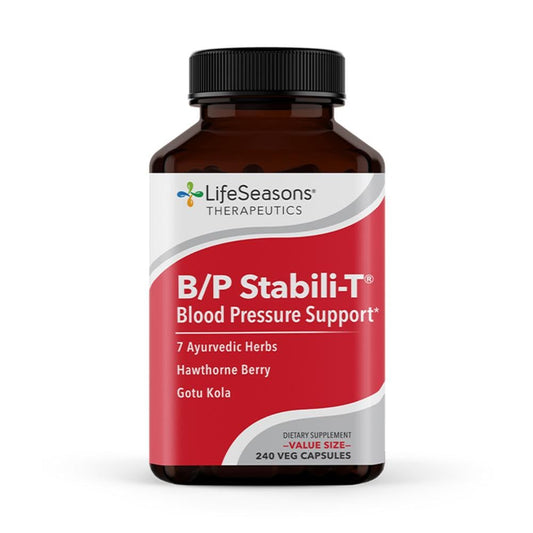 LifeSeasons B/P Stabili-T bottle front promotes daily heart support.