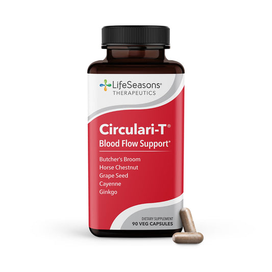 LifeSeasons Circulari-T bottle close-up with circulation-support capsules
