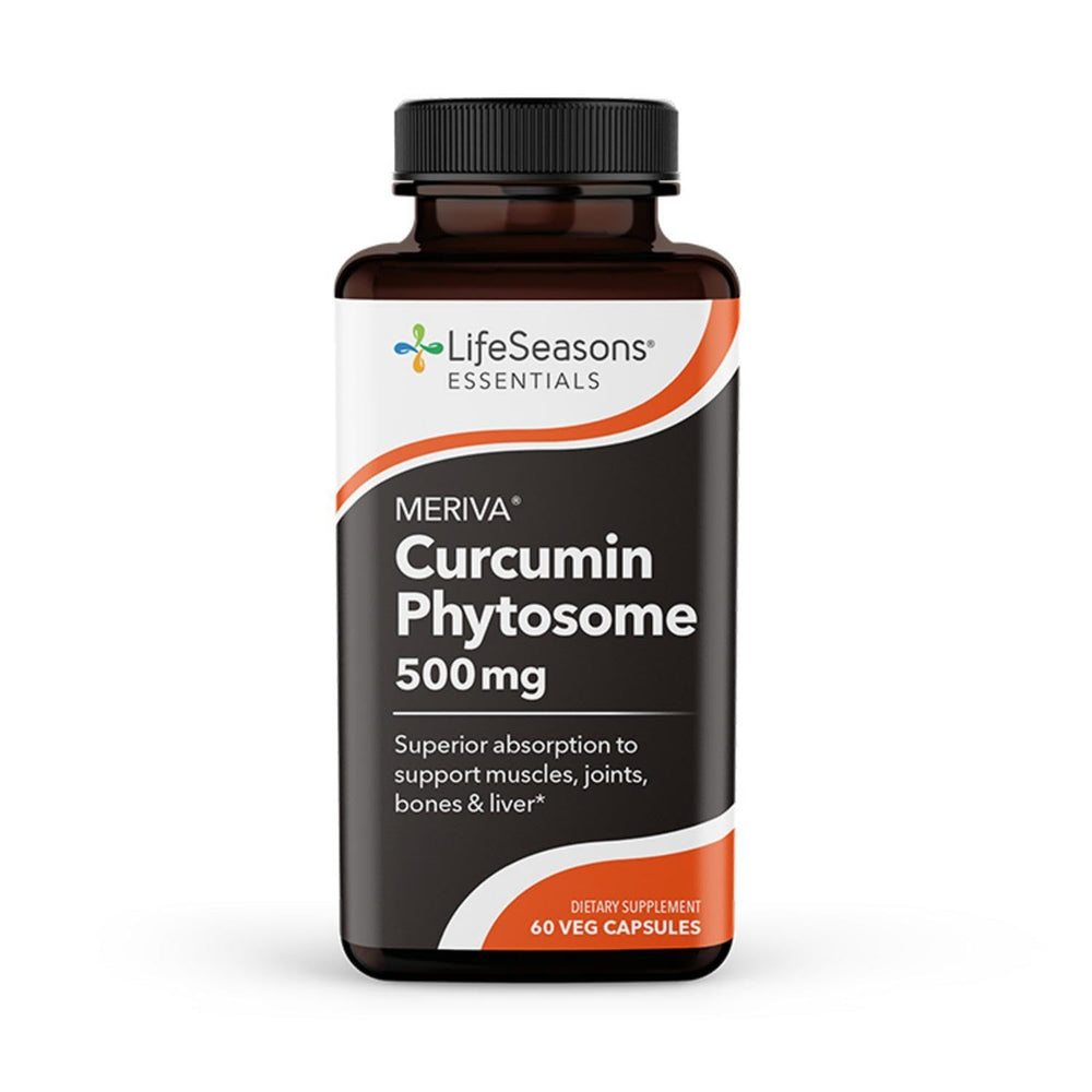 LifeSeasons Meriva Turmeric bottle front highlighting joint support potential.