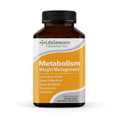 LifeSeasons Metabolism bottle front view showing capsules for energy and appetite support.