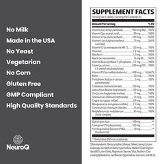 LifeSeasons NeuroQ vegetarian gluten-free badge signals clean daily nourishment.