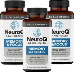 LifeSeasons NeuroQ bottle on a desk supports focused thinking and clarity.