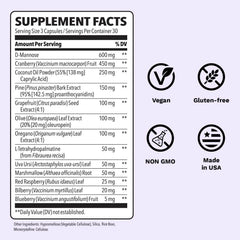 LifeSeasons Urinari-X bottle label highlights 90 capsules for monthly use.