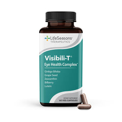 LifeSeasons Visibili-T capsules in a bottle support daily eye comfort and clarity.