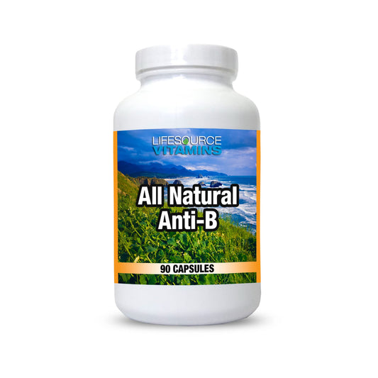 LifeSource Anti-B bottle close-up highlighting natural immune support.