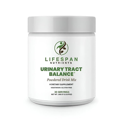 LifeSpan Nutrients D Mannose with Cranberry Probiotics bottle on counter promotes urinary balance.