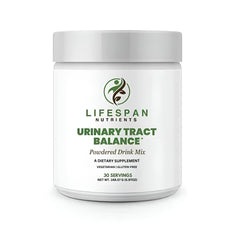 LifeSpan Nutrients D Mannose with Cranberry Probiotics bottle on counter promotes urinary balance.