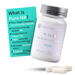 Single-ingredient NR formula emphasizes purity and transparency in packaging.