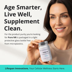 Lifespan Innovations Pure NR 500mg label detail emphasizes dosage and product authenticity