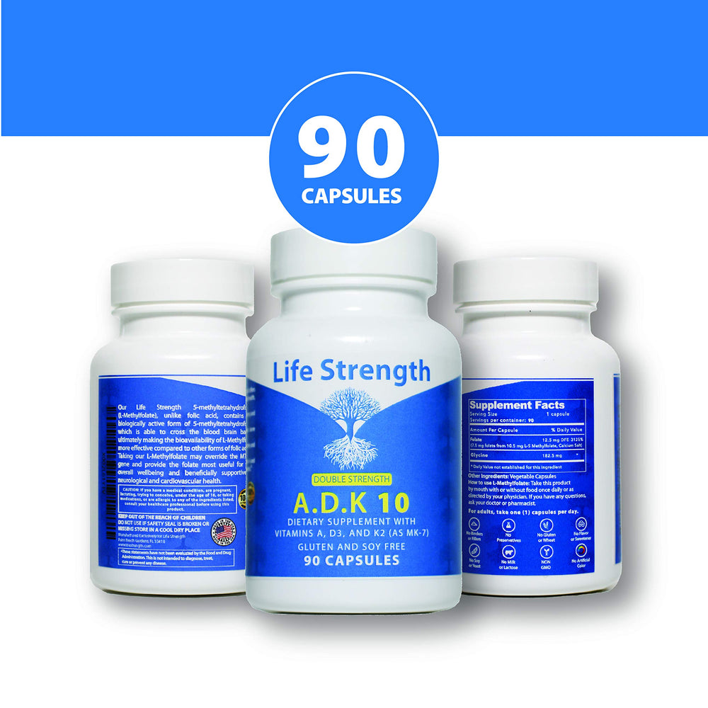 LifeStrength ADK 10 packaging on shelf showcases convenient daily vitamins.