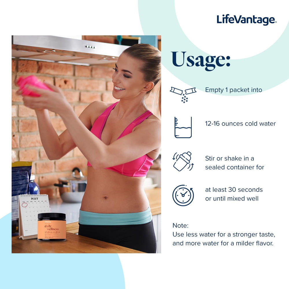 LifeVantage Daily Wellness packaging box highlighting non-GMO and allergen-free features