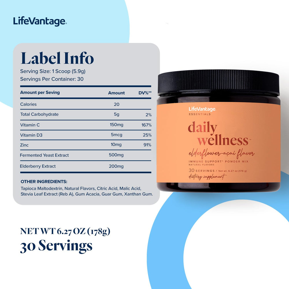 LifeVantage Daily Wellness powder scoop and canister for portions