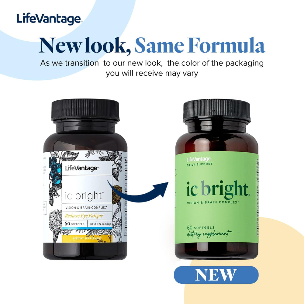 LifeVantage IC Bright softgels close-up shows easy-to-take capsules for daily use.