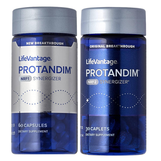 LifeVantage Protandim Dual Synergizer bottle with NRF1 and NRF2 activators for cellular energy