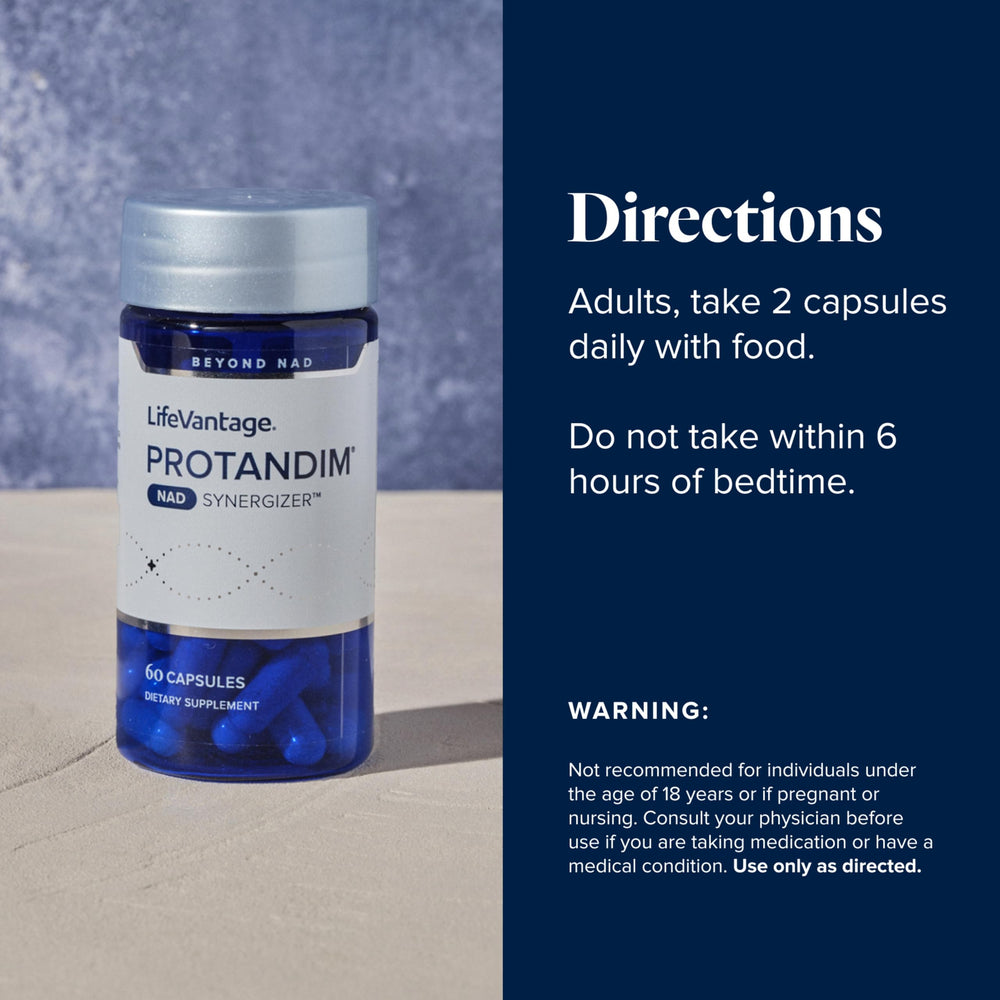 LifeVantage Protandim NAD Synergizer bottle pour for convenient daily routine.