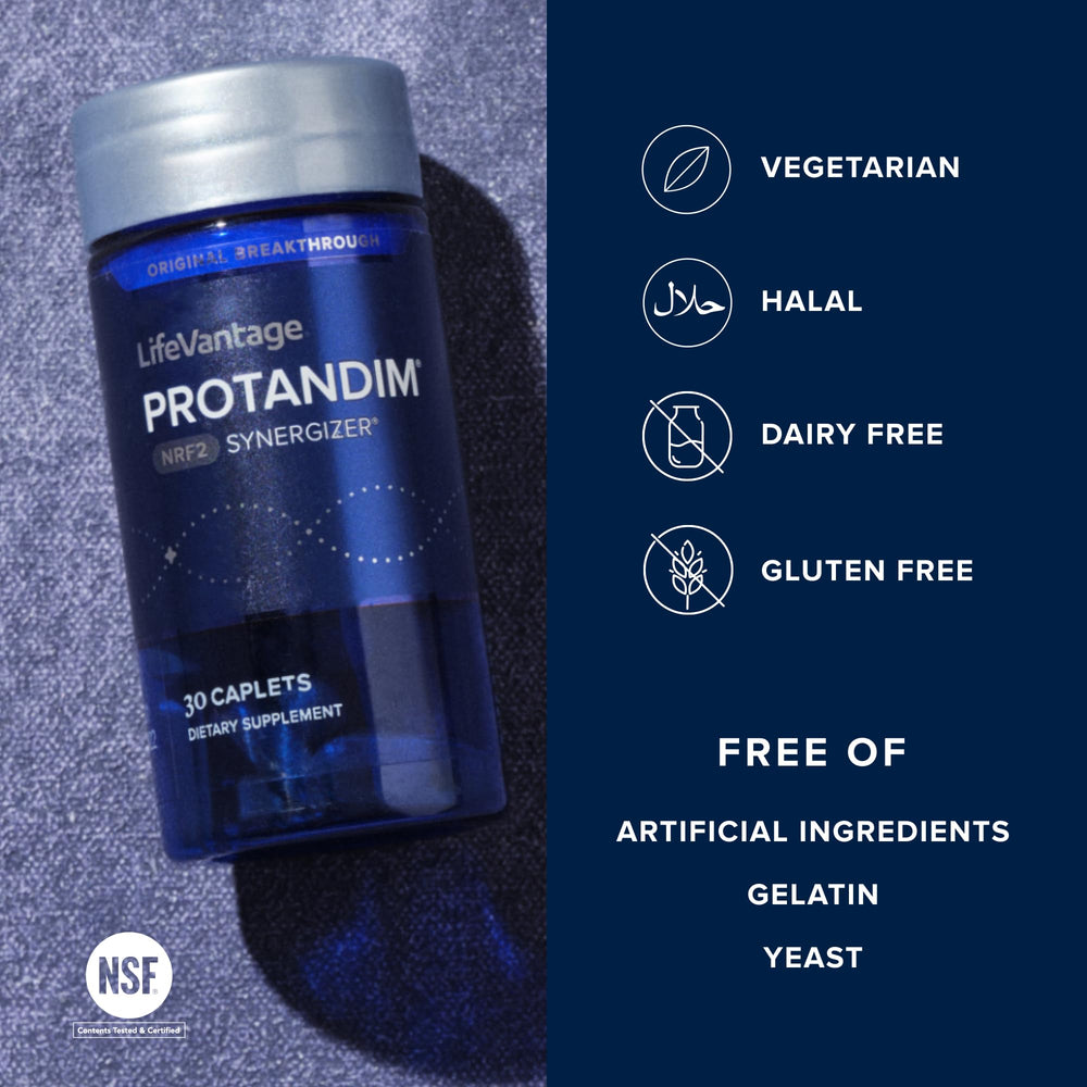 LifeVantage Protandim Nrf2 Synergizer capsules in hand for daily use