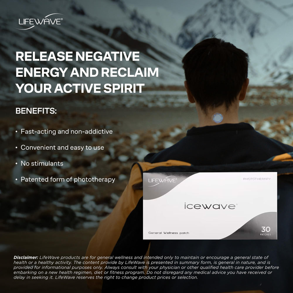 LifeWave IceWave patches applied to arm for fast-acting support.