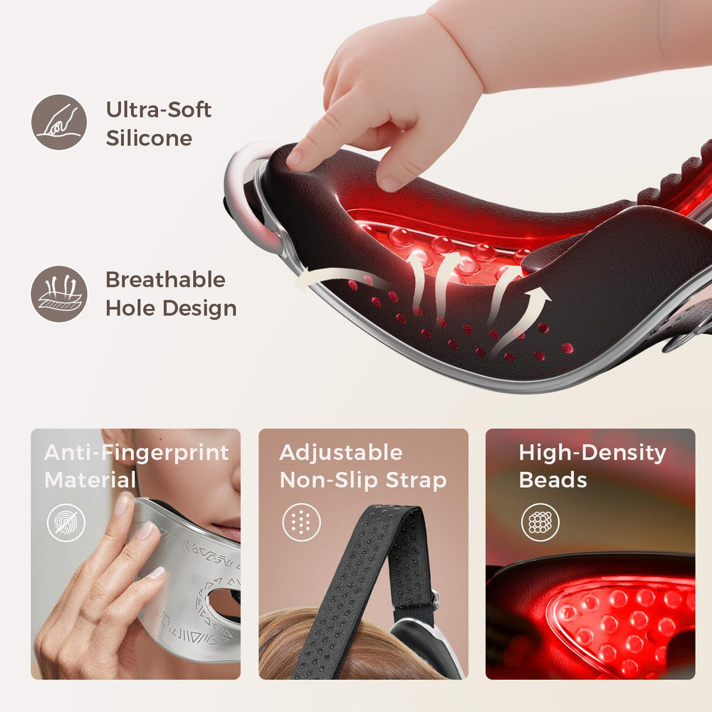 LifeZoom red light eye mask control panel offers easy mode selection for routines.