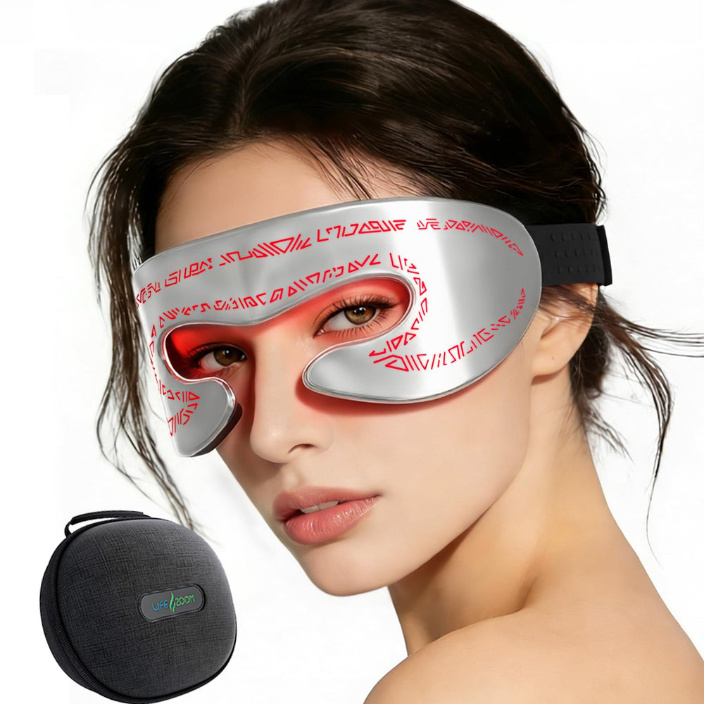 LifeZoom red light eye mask front view shows dense LED array for targeted eye area care.