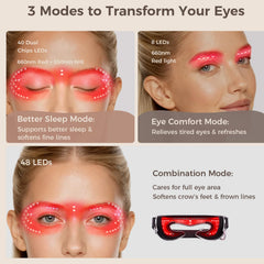 LifeZoom red light eye mask worn on face demonstrates hands-free therapy during day.