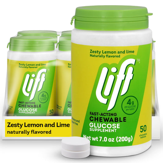 Lift Glucose fast-acting chewables lemon lime for quick energy during workouts
