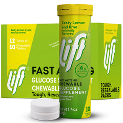 Lift glucose fast-acting chewables lemon-lime tube for on-the-go energy during workouts.