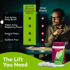 Desk or bag storage with Lift Glucose Raspberry for long days